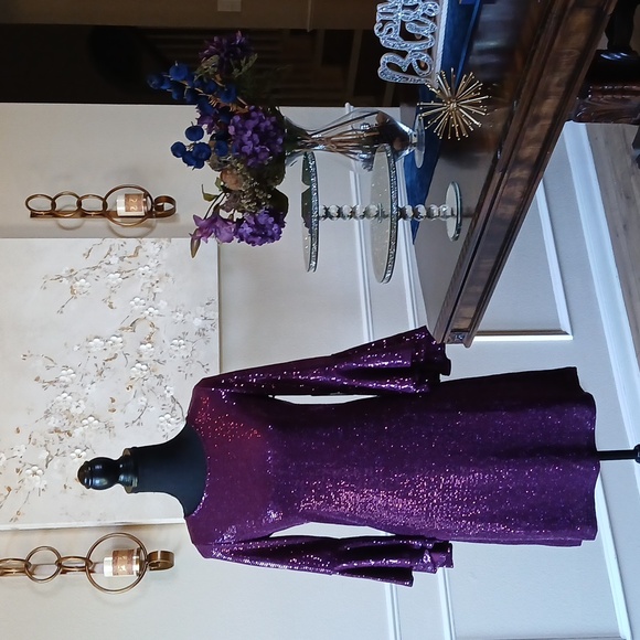 New Vince Camuto Dazzling Purple Shift Cocktail Mini Dress. Size XS - Picture 7 of 17